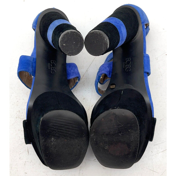 BCBG Cherry 2x Black Blue Paris Suede Platform Heels Size 6 1/2 B / 36 1/2 - Picture 8 of 11